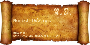 Menich Dénes névjegykártya